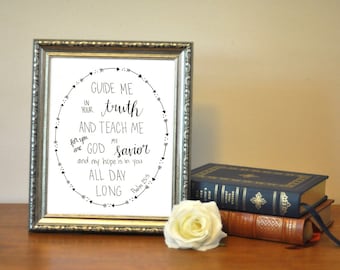 Hand beschriftet Führe mich in deine Wahrheit Psalm 25,5 Print Instant Download druckbare 5 x 7 8 x 10 11 x 14