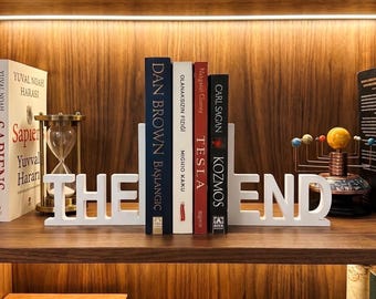 Book Lovers Gift, The End Bookend, Bookshelf Decor, Book Display Shelf, Gift for Book Lovers, Decorative Bookend