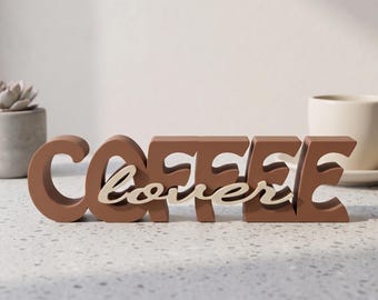 Coffee Lover Decor for Coffee Bar, Modern Coffee Station Sign, Kitchen Shelf Decor for Coffee Lovers
