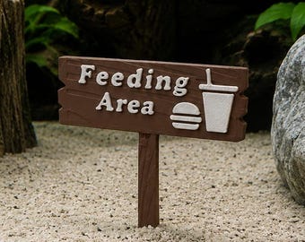 Feeding Area, Aquarium Sign, Betta Fish Tank Decoration, Cute Aquarium Decor, Betta Tank Accessory