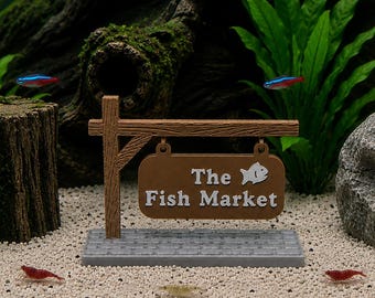 Personalized Aquarium Market Sign, Fish Tank Decoration, Shrimp Tank Decor, Aquarium Ornament, Betta Decor