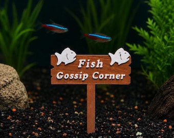 Fish Gossip Corner Aquarium Sign, Funny Fish Tank Decoration, Cute Aquarium Decor, Betta Tank Accessory