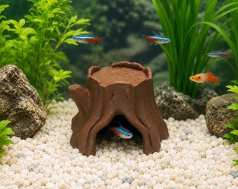 Aquarium Tree Stump Hideout, Fish Tank Cave Decor, Aquarium Hideaway, Betta Fish Accessories, Shrimp Hide, Fish Tank Ornament