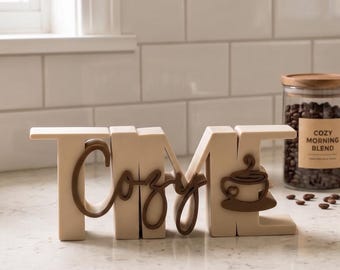 Cozy Time Sign Decor, Coffee Bar Sign, Coffee Lovers Gift, Bookshelf Decor