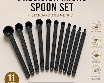 Aquarium Feeding Spoon Set, 11 Micro Measuring Spoons, Fish Food Scoop, Precision Measuring Set
