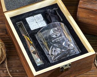 Juego de decantador de whisky personalizado con caja de regalo, propuesta de regalo personalizada para padrinos de boda, regalos para novios, padres, regalos de boda