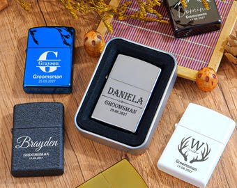 Encendedores personalizados para padrinos de boda con estuche, encendedor grabado, propuestas de regalo para padrinos de boda, regalo para el padrino, regalo de aniversario para hombres, padre, esposo