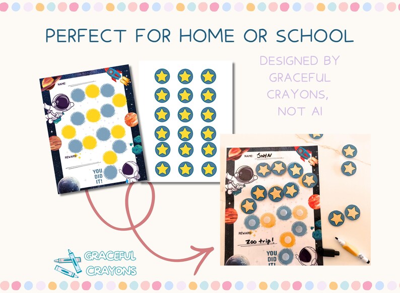 Rewards Stickers Rockets Printable Reward Chart for Kids Toddler Goal Chart Printable Kids ...
