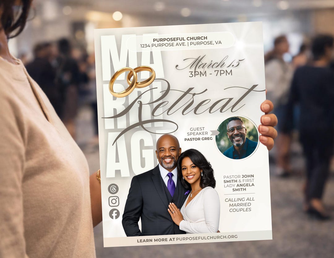 Flyer para Retiro de Casais - Modelo para Canva, Evento para Casais na ...