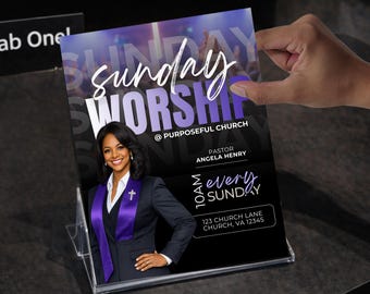 Modern Church Flyer Template | Sunday Worship, Canva Editable (8.5x11)