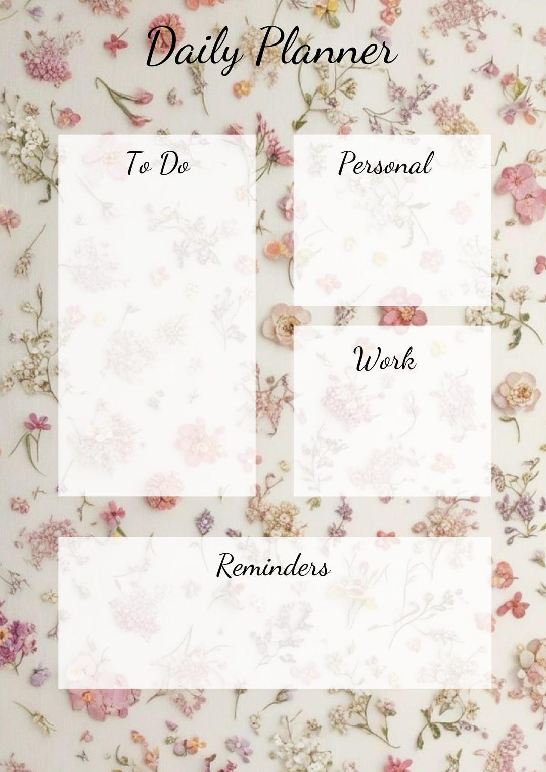 Floral Daily Planner | Minimal A4 Printable (instant Download) - Etsy