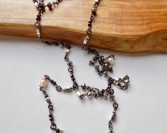 Mixed Metal Beaded Lanyard - Bronze, Gold, and Silver Beaded ID Badge Lanyard - Great Gift
