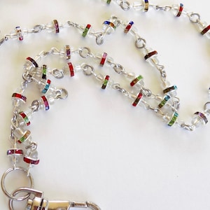 Sparkling Rhinestone Beaded Lanyard - Colorful and Pretty ID Badge Lanyard - Great Teacher Gift
