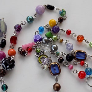 Fun Colorful Beaded ID Lanyard - Beaded Rainbow Pretty ID Badge Lanyard - Great Teacher Lanyard