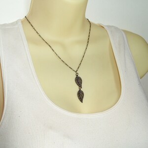 Black Leaf Pendant - Captivating Double Leaves Pendant Necklace with Delicate Matte Black Leaf Pendant on Choker Chain