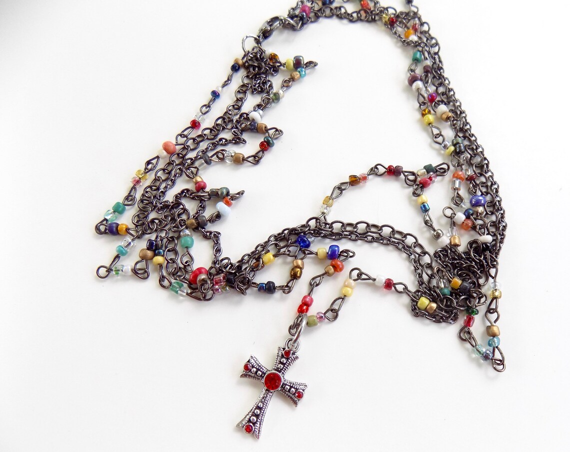 Collier Femme Main Perlé - Spinelle Noir & Larimar Bleu - Fermoir Pince Or Jaune 18K - Longueur 45,7cm