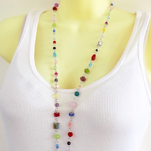 Multicolored And One of a Kind Beaded Lanyard - Colorful Beads in Many Colors and Shapes on Interesting ID Badge Lanyard