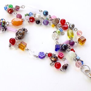 Colorful, Unique and One of a Kind Beaded Lanyard - Colorful Beads in Many Colors and Shapes on Interesting ID Badge Lanyard