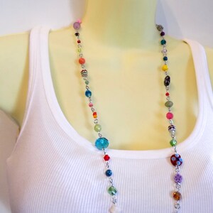 Colorful And Unique Beaded Lanyard - Multicolored Beads in Fun Shapes on Interesting ID Badge Lanyard