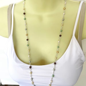 Pretty Pearl Beaded Lanyard - Shell and Pastel Colored Pearls Bead ID Badge Teacher Lanyard