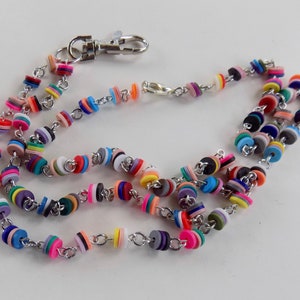 Colorful and Fun Beaded ID Lanyard - Polymer Clay Multicolored Long Beaded ID Badge Lanyard