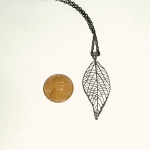 Black Leaf Pendant Simple Pendant Necklace with Delicate Matte Black Leaf Pendant on Choker Chain image 4