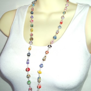 Fun and Colorful Clay Beaded ID Lanyard -Hand Painted Clay Bead Multicolored Long Beaded ID Badge Lanyard