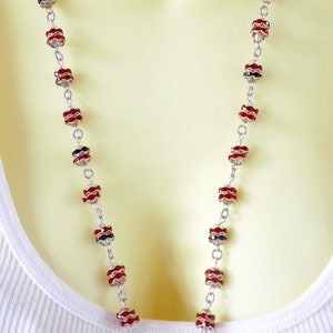 Sparkling Rhinestone Beaded Lanyard - Colorful and Pretty Red ID Badge Lanyard - Great Teacher Gift