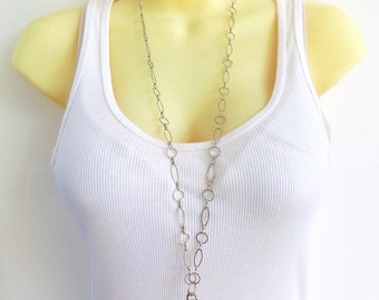 Simple Cream Beaded Lanyard - Small Cream White Beaded ID Badge Lanyard - Great Gift for Teachers