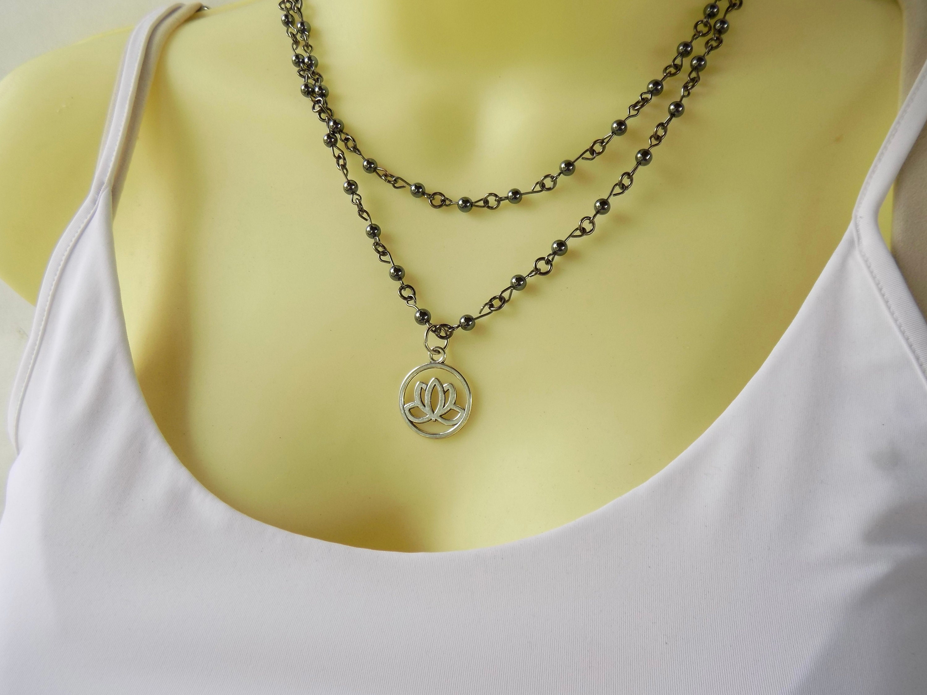 Lotus Double Strand Beaded Cross Necklace - Stylish Goth Double 