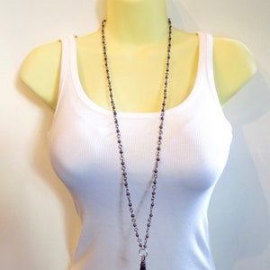 Hematite Black Pearl Beaded Lanyard - Small Gunmetal Pearl Bead ID Badge Lanyard - Great Gift for Teachers