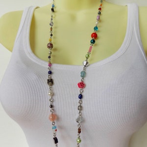Unique, Multicolored And One of a Kind Beaded Lanyard - Colorful Unique Beads in Many Colors and Shapes on Interesting ID Badge Lanyard