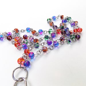Colorful Fun Beaded Lanyard - Multicolored Painted Glass Beaded ID Badge Work Lanyard for Teachers, Nurses or Coworkers