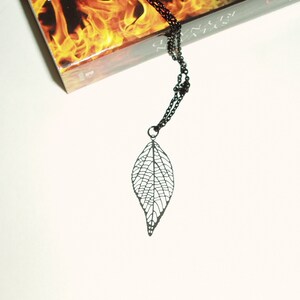 Black Leaf Pendant Simple Pendant Necklace with Delicate Matte Black Leaf Pendant on Choker Chain image 2