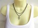 Rosary Style Double Strand Beaded Cross Necklace - Stylish Goth Double Chain Black Beaded Christian Choker 
