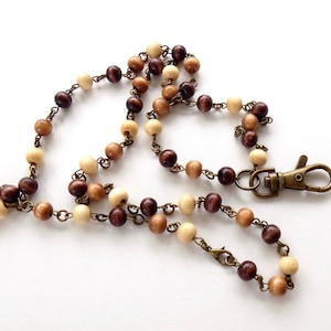 Pretty Wooden Beaded Lanyard - Unique, Simple, Gorgeous Wood Bead ID Badge Lanyard