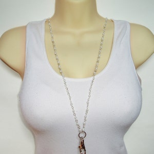 Delicate Pearl Beaded Lanyard - Small White Pearl Bead ID Badge Lanyard - Great Gift for Teachers