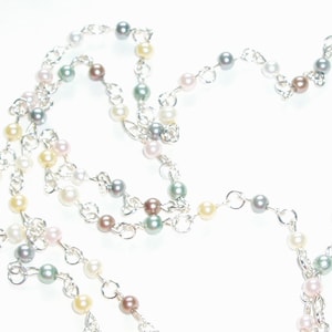 Pretty Pearl Beaded Lanyard - Shell and Pastel Colored Small Pearls Bead ID Badge Teacher Lanyard