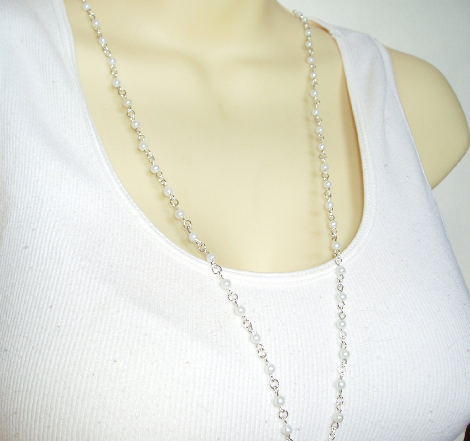 Delicate Pearl Beaded Lanyard Small White Pearl Bead ID - Etsy