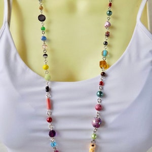 Fun & Unique Multicolored Beaded ID Lanyard - Beaded Rainbow Pretty ID Badge Lanyard - Great Teacher Lanyard