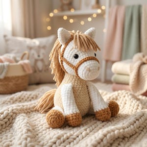 Horse Crochet Pattern PDF – Amigurumi Horse Plush Tutorial, Farm Animal Toy, Instant Download, Beginner Friendly