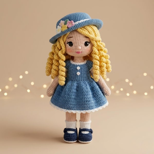 Amigurumi Mädchen Puppe Häkelanleitung, Handgemachtes Plüschtier Anleitung (PDF Download)