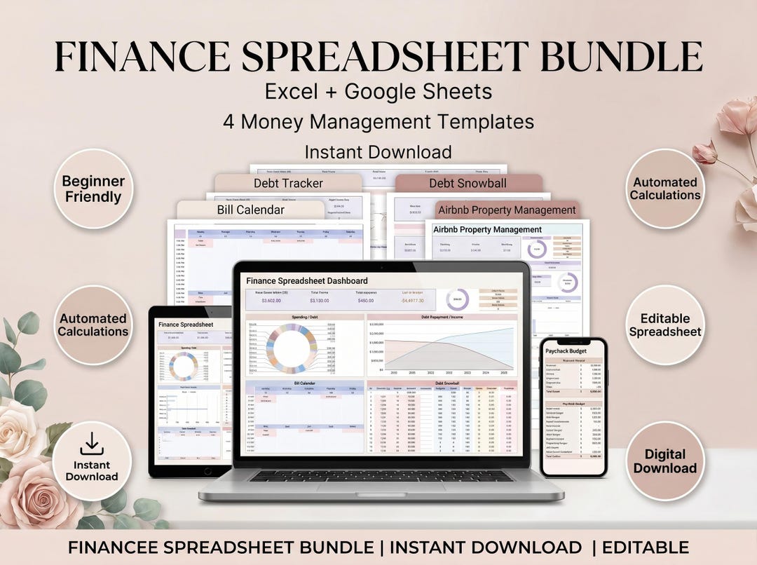 Finance Spreadsheet Bundle for Excel and Google Sheets, Budget Bill ...