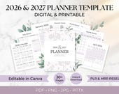 2026-2027 Planner Template Editable in Canva | Weekly, Monthly & Daily Pages | Printable Digital Planner