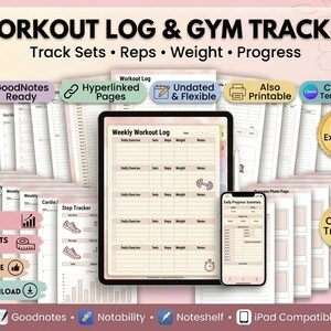 GoodNotes Workout Planner & Digital Gym Tracker - Tägliches Übungstagebuch, Krafttraining-Journal, iPad PDF