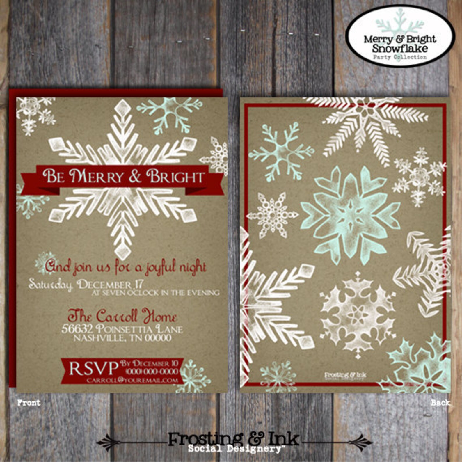 Christmas Party Invitation Holiday Party Invitation & Wrap Etsy