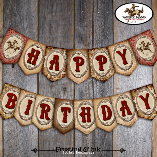 Cowboy Banner Cowboy Bunting Banner Western Rodeo Banner Etsy