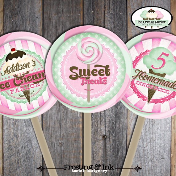 Ice Cream Lollipop Labels Stickers 3.5 Round Ice - Etsy