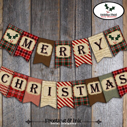 Christmas Banner Printable Christmas Bunting Holiday Party - Etsy