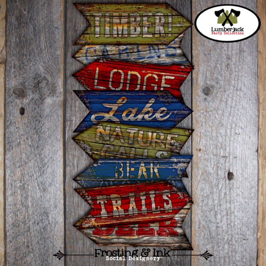 Lumberjack Signs Lumberjack Party Signs Lumberjack Arrow Signs Camping ...